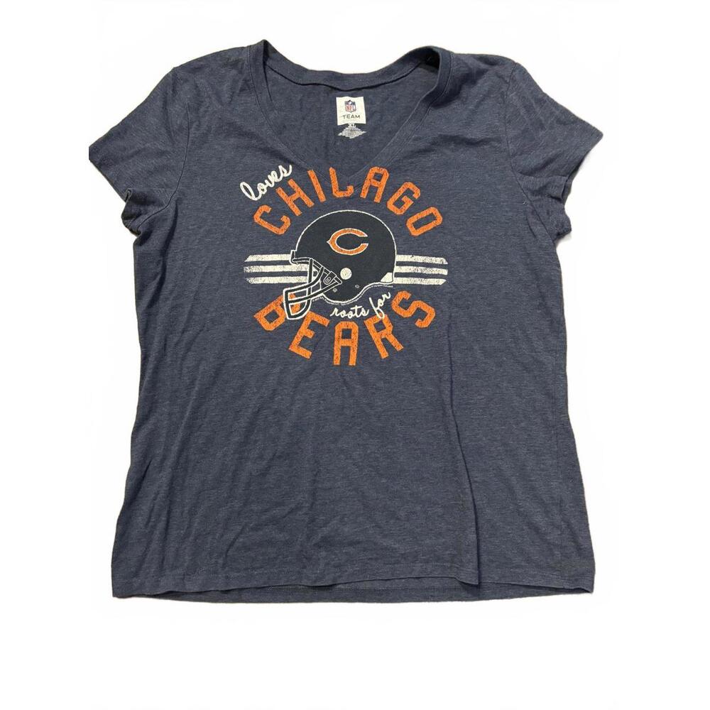 NFL Chicago Bears Women’s V-Neck T-Shirt XL Charcoal Heather Short Sleeve